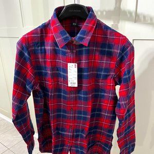 Uniqlo - (NWT) Flannel Checkered Long Sleet Shirt, Red